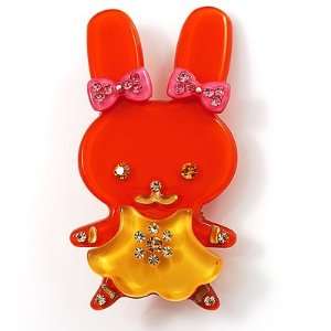  Pretty Orange Bunny Girl Plastic Brooch Jewelry