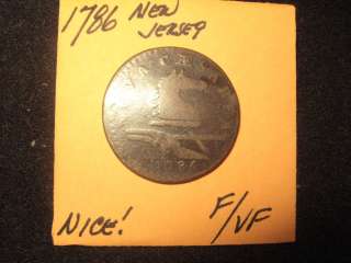 1786 NICE F/VF NEW JERSEY COLONIAL COPPER  