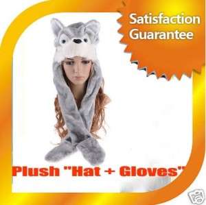 HOT SELL! Grey Wolf Fancy Dress Costume Hat Cap Gloves  