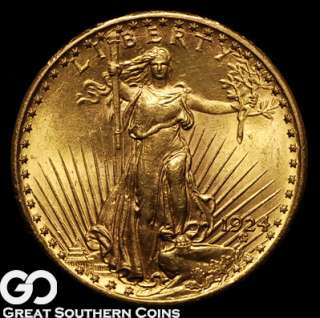 1924 $20 GOLD St Gaudens Double Eagle CHOICE BU++/NEAR GEM BU ** PQ 