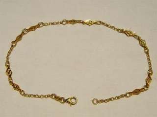 14k Gold Anklet w/Dia Shaped Links from Italy Free Ship  