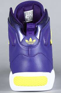 adidas The Roundhouse Mid 20 Sneaker in Purple White Prime Yellow 