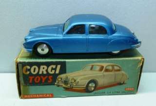 Corgi Toys 208M Jaguar 2.4 Litre Saloon Mechanical Motor NMIB Blue 