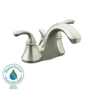 KOHLER Forte 4 in. 2 Handle Low Arc Bathroom Faucet in Brushed Nickel 