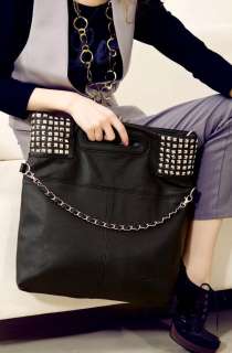 Black PUNK Rivet PU Leather Shoulder Bag Handbag #125  
