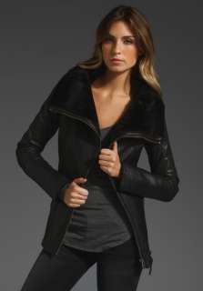 MACKAGE Brite Distressed Leather Jacket in Black  