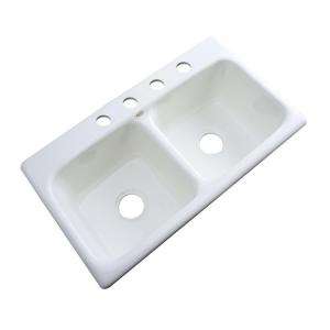 Thermocast Brighton Drop In Acrylic 33x19x9 4 Hole Double Bowl Kitchen 