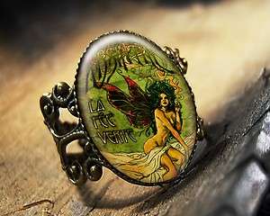 Absinthe Green Fairy Alcohol Glass Bronze Ring 268 AR  