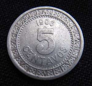 1906 Mexico 5 Centavos Coin KM421  