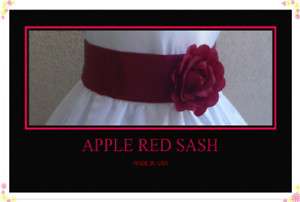 NEW APPLE RED SASH MATCH FLOWER GIRL CHRISTMAS DRESS  