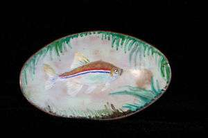 Old Painted Copper Krelage Holland mini dish fish  