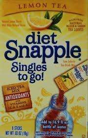 12 boxes Diet Snapple Lemon Tea singles to go 72 packs  