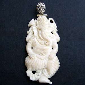 Ganesha Amulett Anhänger Kette Bone Knochen PB158  