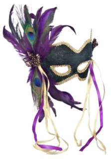 Mask Mardi Gras Velvet Peacock Venetian Style Headband Half Mask w 
