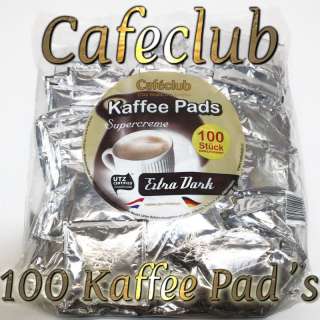 cafeclub 100 Stück Kaffee Pad Kaffeepads Extra Dark Kilo Preis 14,24 