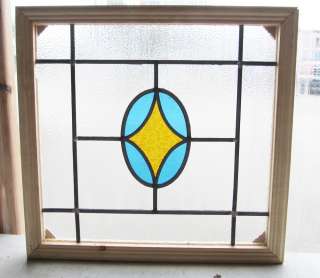 Pair of Antique Stained Glass Windows Simple Art Deco  