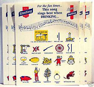 12 Sterling Beer Drinking Song Sheet Old Store Stock  
