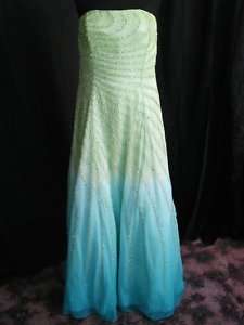 LIME Ombre BEADED gown dress Prom Pageant size 24 Different SLIMMING 