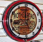 Route 66 Motorcycle Harley Mother Road Sign Large Neon Clock