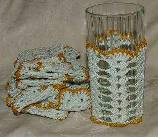   glass coasters or cozies these come about 3 4 of the way up an 8