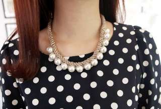   Twisted Rope Nice Pearl Bib Necklace Choker Great Gift TOP  