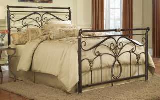 Cal King Size Lucinda Marbled Russet Metal Bed w Frame  