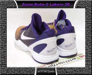 2011 Nike Zoom Kobe VI 6 3D Lakers Away US 12 Club Purple Del Sol 