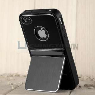   Aluminum TPU Stand Hard Case Cover With Chrome For iPhone 4 4G 4S USPS