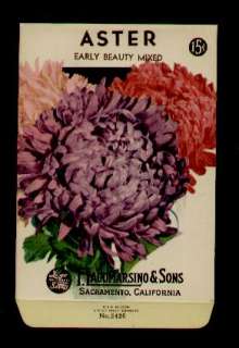 1940s ASTER MIXED SEED PACKET F. LAGOMARSINO & SONS  