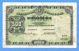 ecoins49 Portugal 1904 500 Reis RARE VF+  