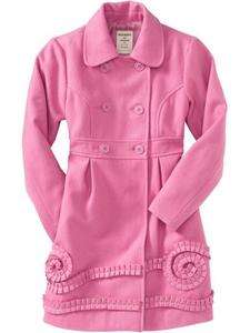   Navy Girls Ruffled Applique Wool Blend Winter Coats Jacket Cream Pink