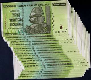 10 TRILLION ZIMBABWE DOLLARS x 20 BANK NOTES ♥ LOW PRICE ♥  