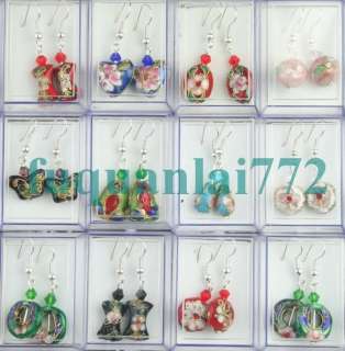 WHOLESALE LOT 24 PAIRS CHINA CLOISONNE BEAD EARRING  