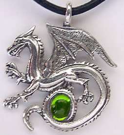 Peridot Celtic Dragon Necklace Birthstone for August  