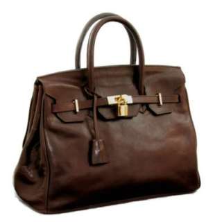 Maxwell Scott   Luxus Braune Handtasche im Birkin Stil  
