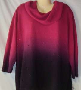 Womens NWT Elementz Cowl Beaded Sweater Dark Pink Size 2XP 