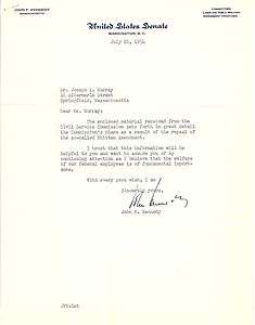 JFK John F. Kennedy Letter PSA/DNA Auto Signature Certified 