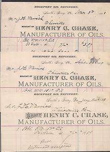 SMITHS FERRY, PA   ROCKPORT OIL REFINERY   1888,89 & 89 statements 