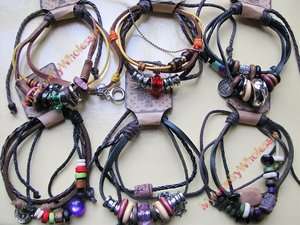 Wholesale Mixed lots 24 leather Bracelet Free Shipping  