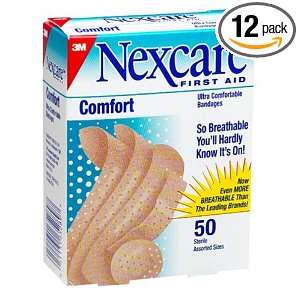  Nexcare Comfort Bandages, Assorted Sizes, 50 Count Boxes 