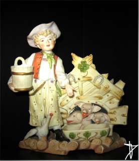   JARDINIERE BISCUIT de PORCELAINE SAXE THURINGE PORCHER COCHONS 