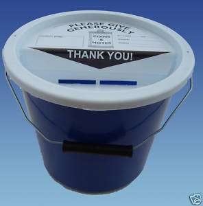BLUE CHARITY COLLECTION COLLECTING BUCKET   FUNDRAISING  