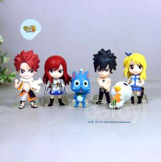   NEW SET OF 6PCS Fairy Tail Natsu / Happy / Lucy / Gray / Elza 