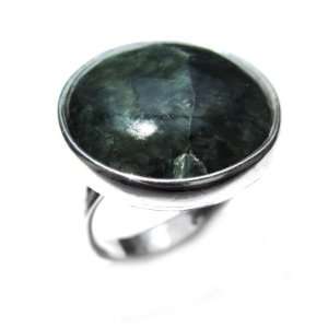  Seraphinite and Sterling Silver Round Ring Size 7.5 Ian 