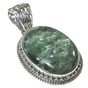  Seraphinite and Sterling Silver Oval Pendant