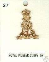 Cap Badge Brass Royal Pioneer Corps ER  