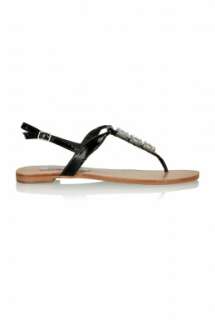 Black Spinn Jewelled Flat Sandal by Steve Madden   Black   Buy Shoes 