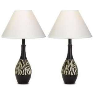  1 Pair 2 Zebra Stripe Living Room Table Lamps Light 
