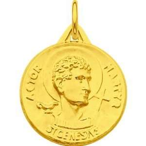  Sterling Silver Gold Plated Saint Genesivs Medal Jewelry
