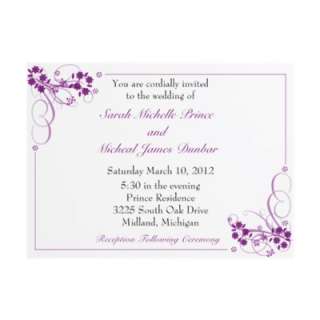 Purple Swirls & Flowers Wedding Invitation  